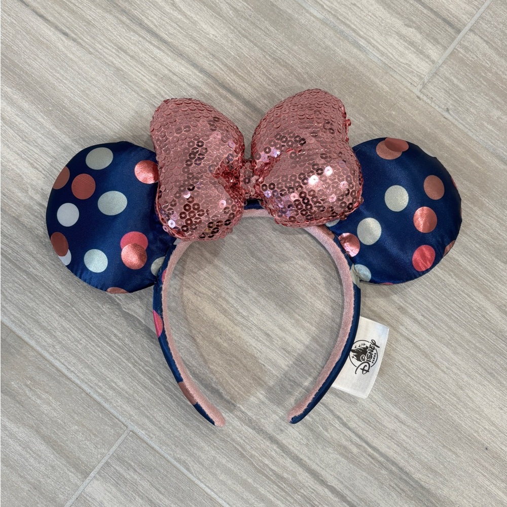 Disney Navy and Pink Sequin Polka Dot Ears Headband